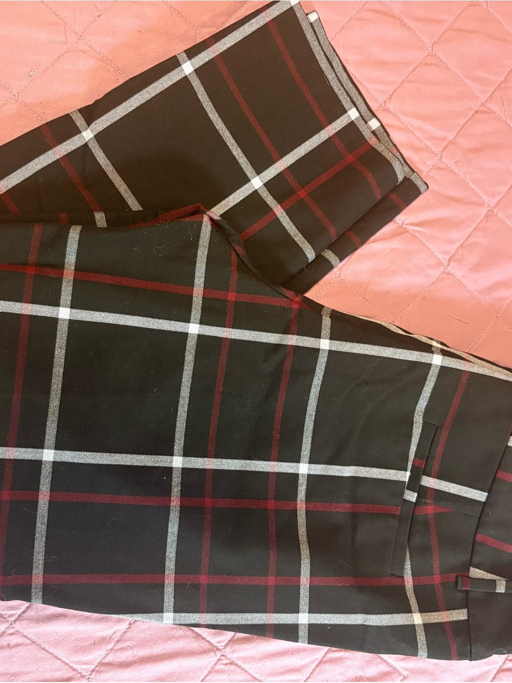 LOFT Black Plaid Pants with Red & White Windowpane